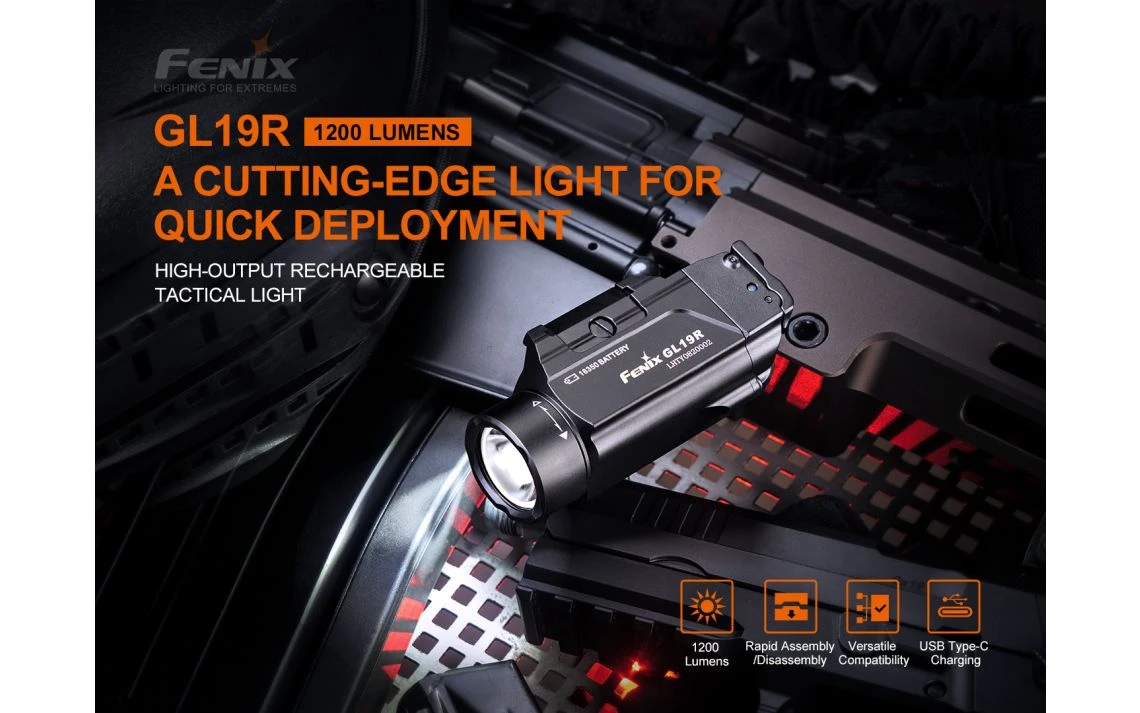 Fenix GL19R Mini 1200 Lumen USB-C Rechargeable Pistol Light - Image 6