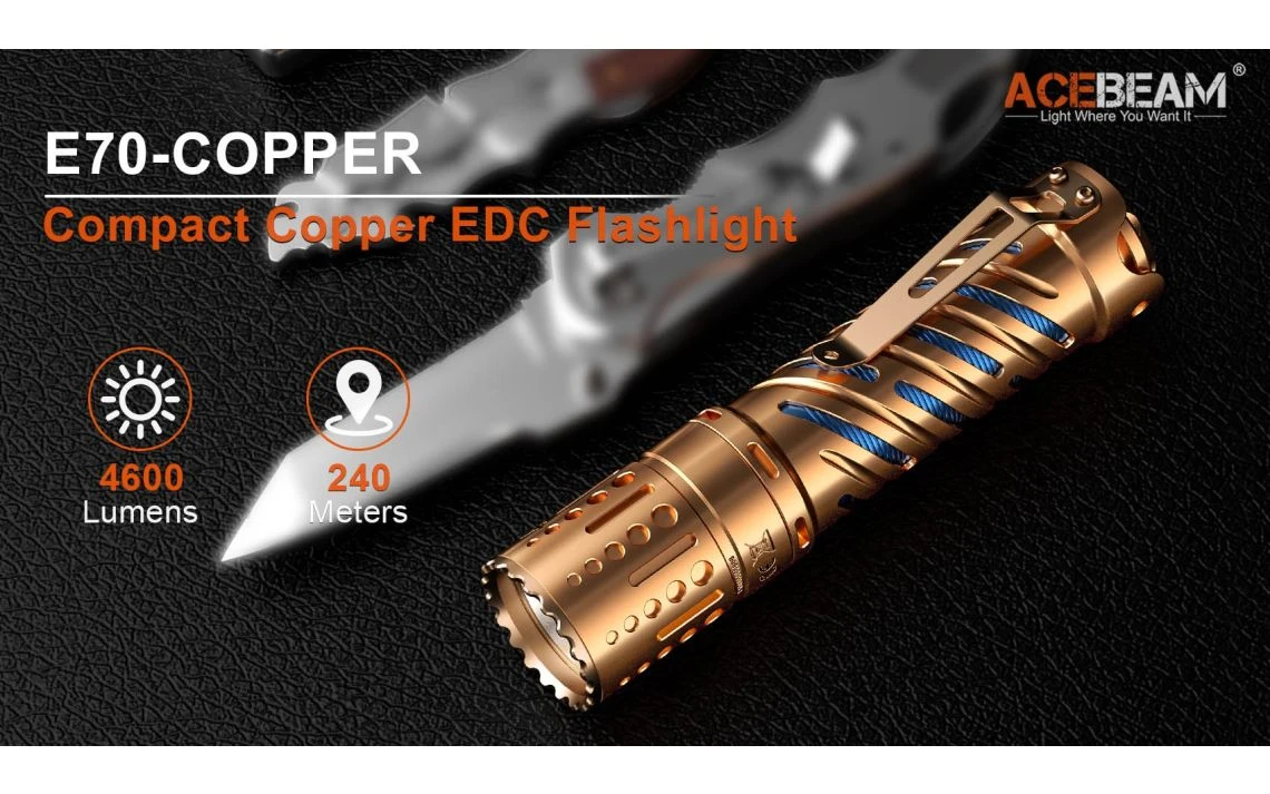 AceBeam E70-CU Compact 4600 Lumen Copper EDC Torch - Image 8
