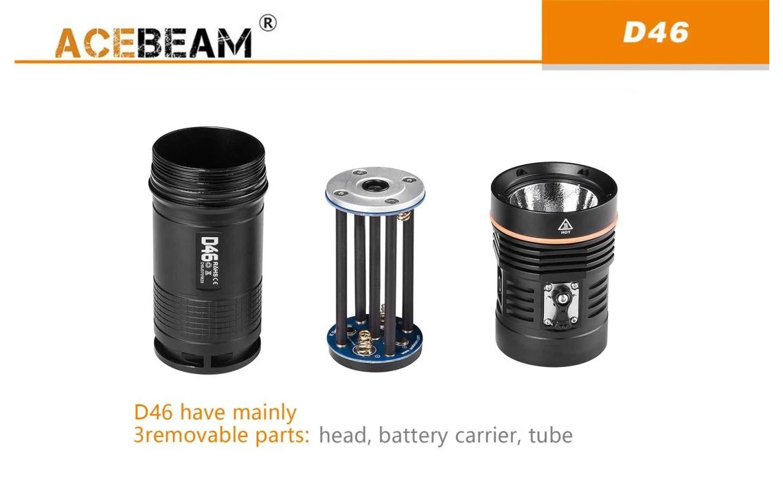 AceBeam D46 XHP70.2 5200 Lumen 398m Diving Torch - Image 5