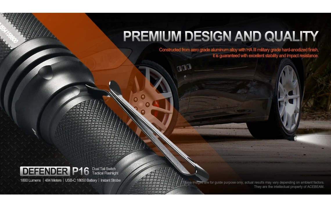 Acebeam Defender P16 Dual Switch 1800 Lumen Tactical Torch - Image 10