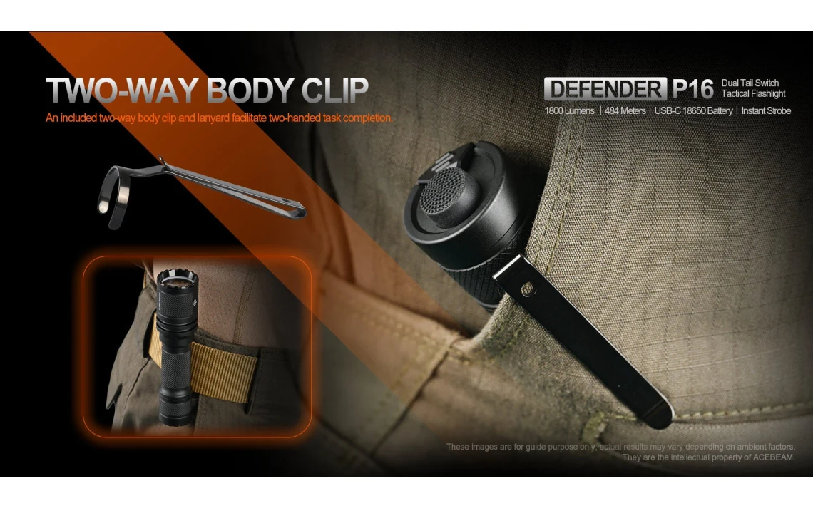 Acebeam Defender P16 Dual Switch 1800 Lumen Tactical Torch - Image 12