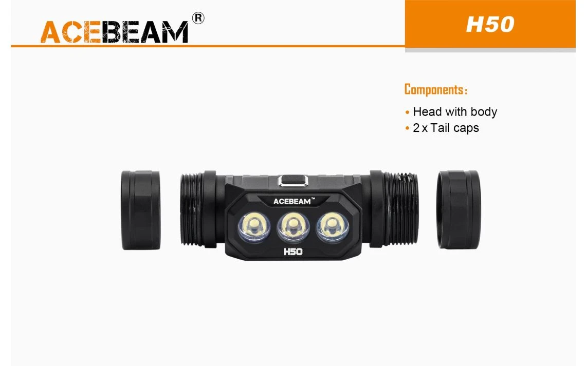 AceBeam H50 Lightweight 2000 Lumen Rechargeable LED Headlamp - Image 6