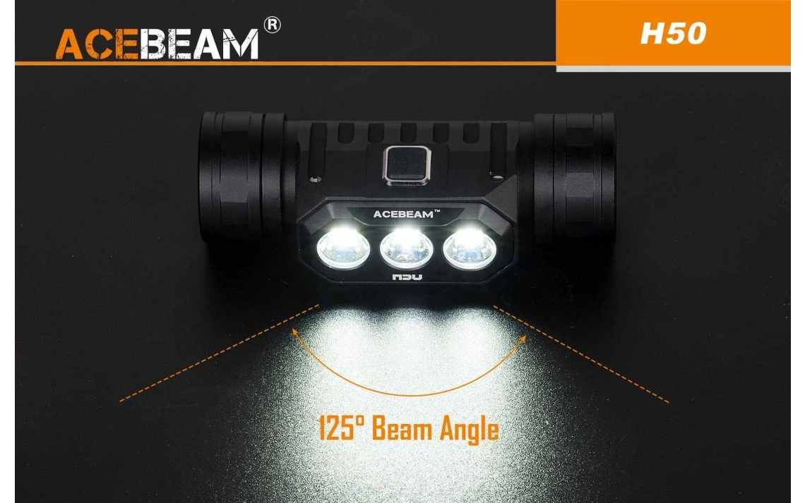 AceBeam H50 Lightweight 2000 Lumen Rechargeable LED Headlamp - Image 9