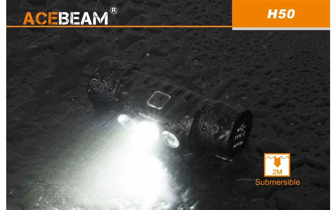 AceBeam H50 Lightweight 2000 Lumen Rechargeable LED Headlamp - Image 12