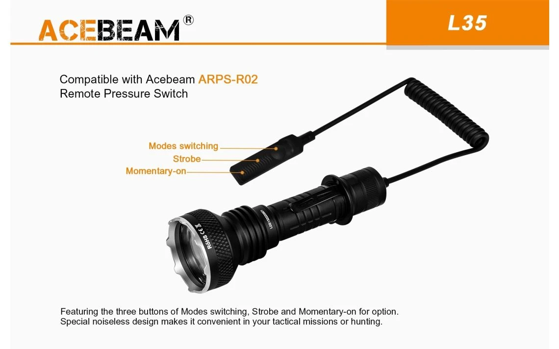 AceBeam L35 Compact 5000 Lumen Long Range Tactical LED Torch - Image 5
