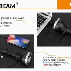 AceBeam T27 2500 Lumen Long Range Rechargeable LED Torch -Nitecore shop acebeam t27 rechargeable flashlight 009 2