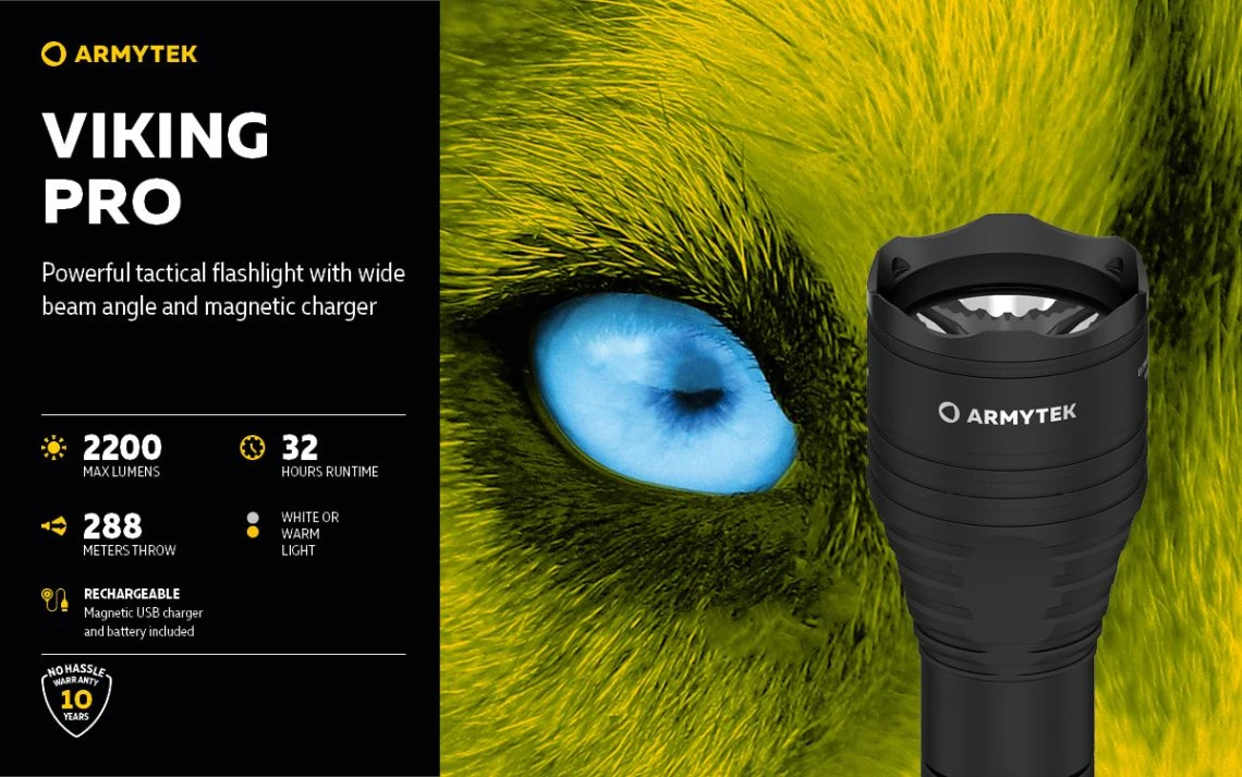 Armytek Viking Pro 2200 Lumen 288m Throw Rechargeable LED Torch - Image 2