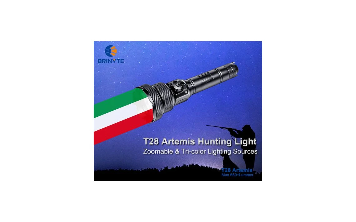 Brinyte T28 Zoomable 650 Lumen 525m White, Red And Green Hunting Torch - Image 2