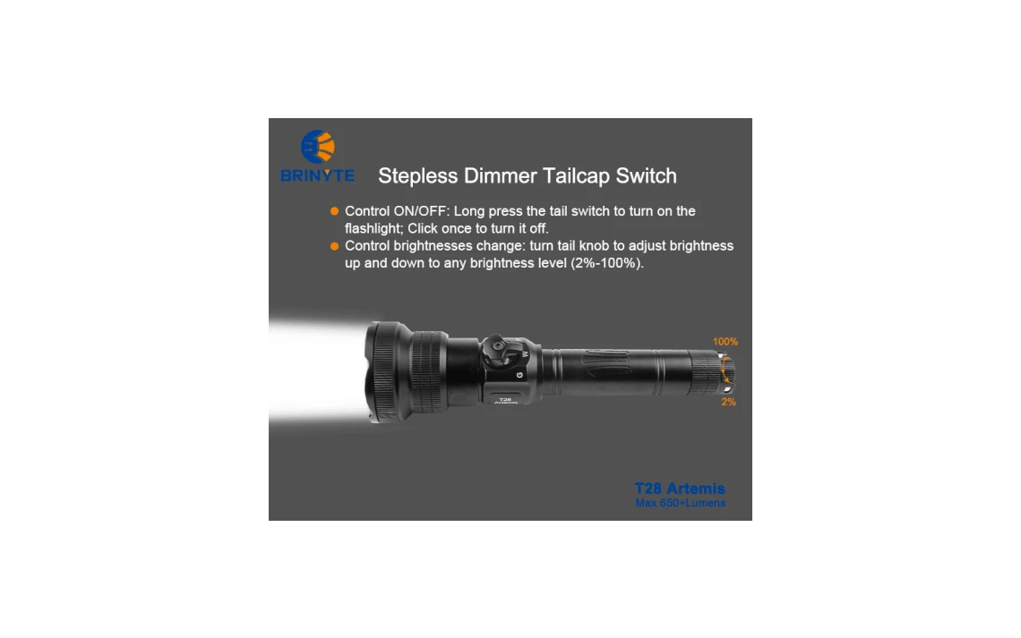 Brinyte T28 Zoomable 650 Lumen 525m White, Red And Green Hunting Torch - Image 6