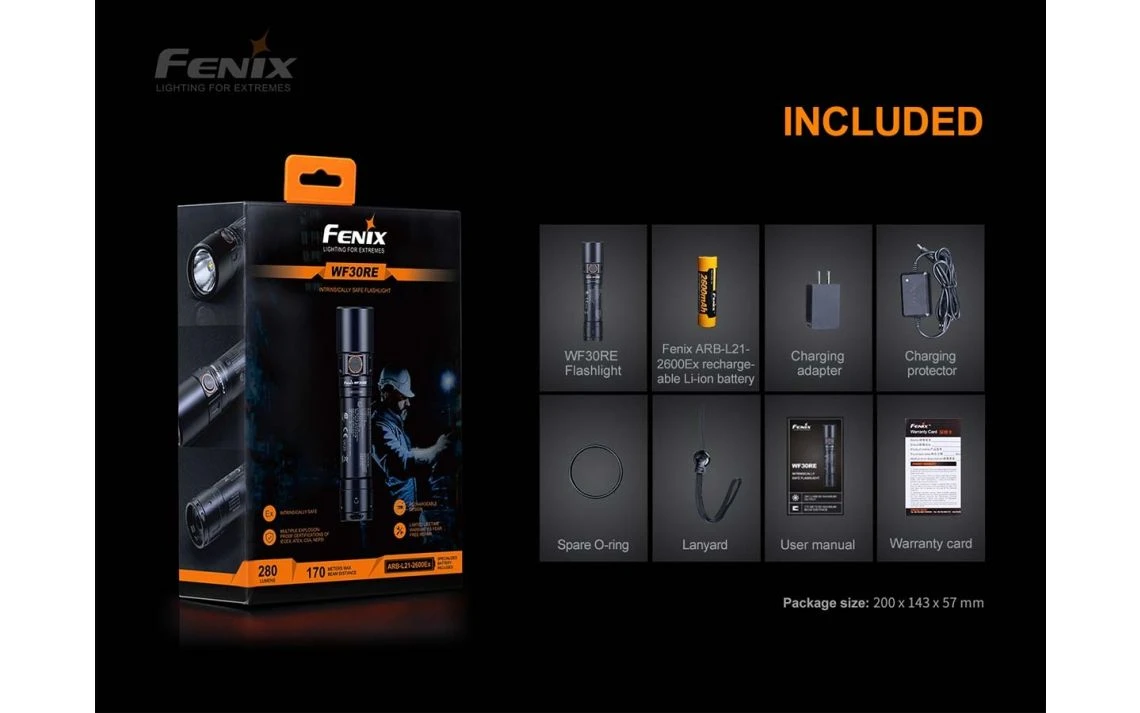 Fenix WF30RE Intrinsically Safe 280 Lumen Rechargeable LED Torch 15 Fenix WF30RE Intrinsically Safe 280 Lumen Rechargeable LED Torch - Image 13