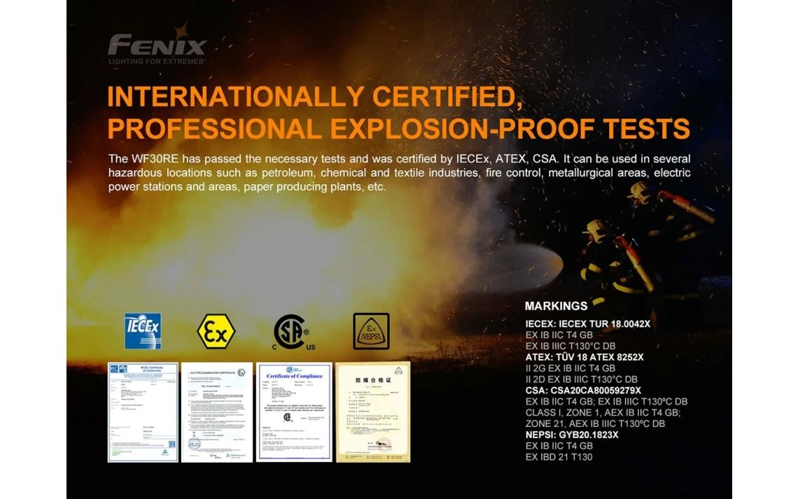 Fenix WF30RE Intrinsically Safe 280 Lumen Rechargeable LED Torch 9 Fenix WF30RE Intrinsically Safe 280 Lumen Rechargeable LED Torch - Image 7