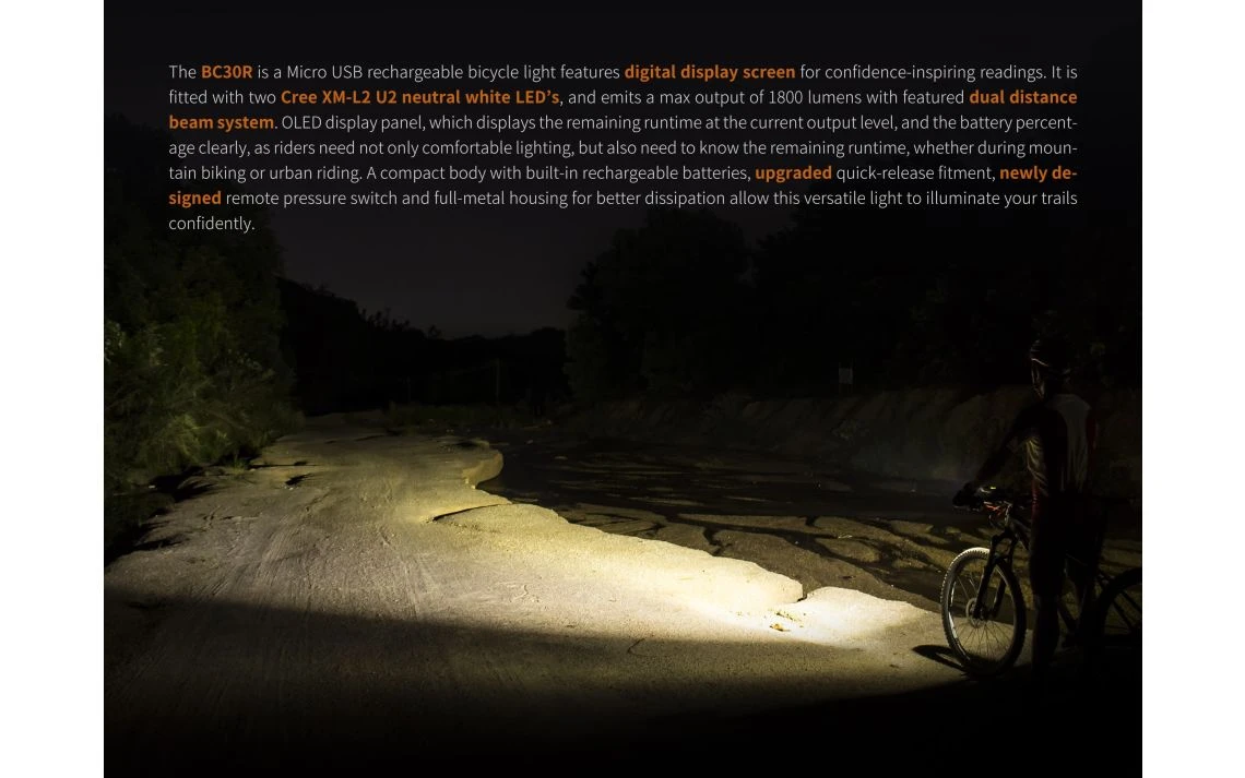 Fenix BC30R 1800 Lumen Rechargeable LED Bike Light - Image 12