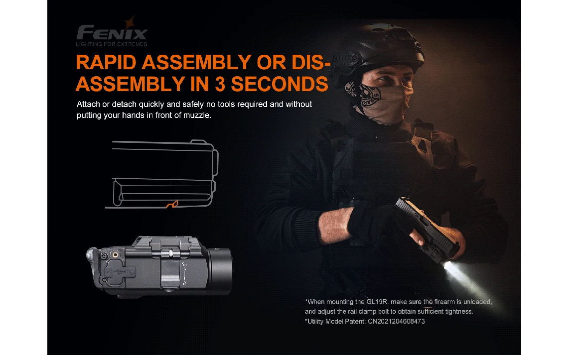 Fenix GL19R Mini 1200 Lumen USB-C Rechargeable Pistol Light - Image 8