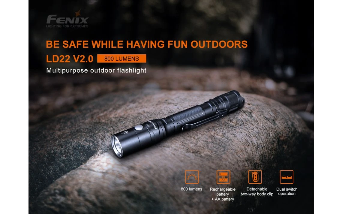 Fenix LD22 V2.0 Compact 800 Lumen Rechargeable Tactical LED Torch - Image 2