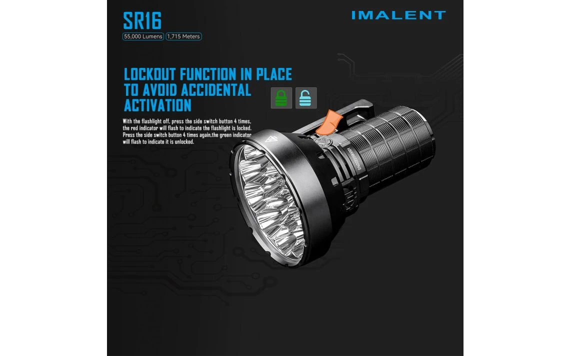 Imalent SR16 Powerful 55000 Lumen 1715m Throw Rechargeable Search Light - Image 13