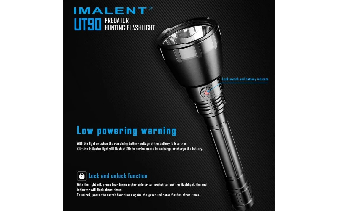 Imalent UT90 Powerful 4800 Lumen 1308m Long Range Rechargeable Hunting Torch & Kit - Image 12