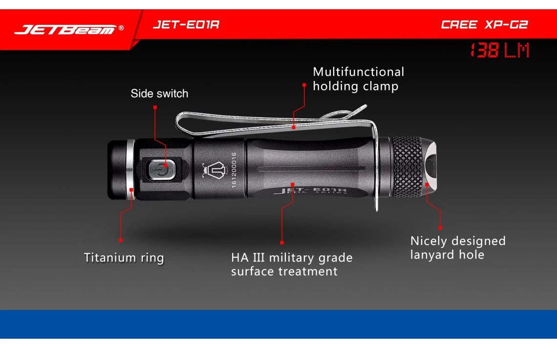 JETBeam JET-E01R Mini 138 Lumen AAA Rechargeable EDC Torch - Image 16