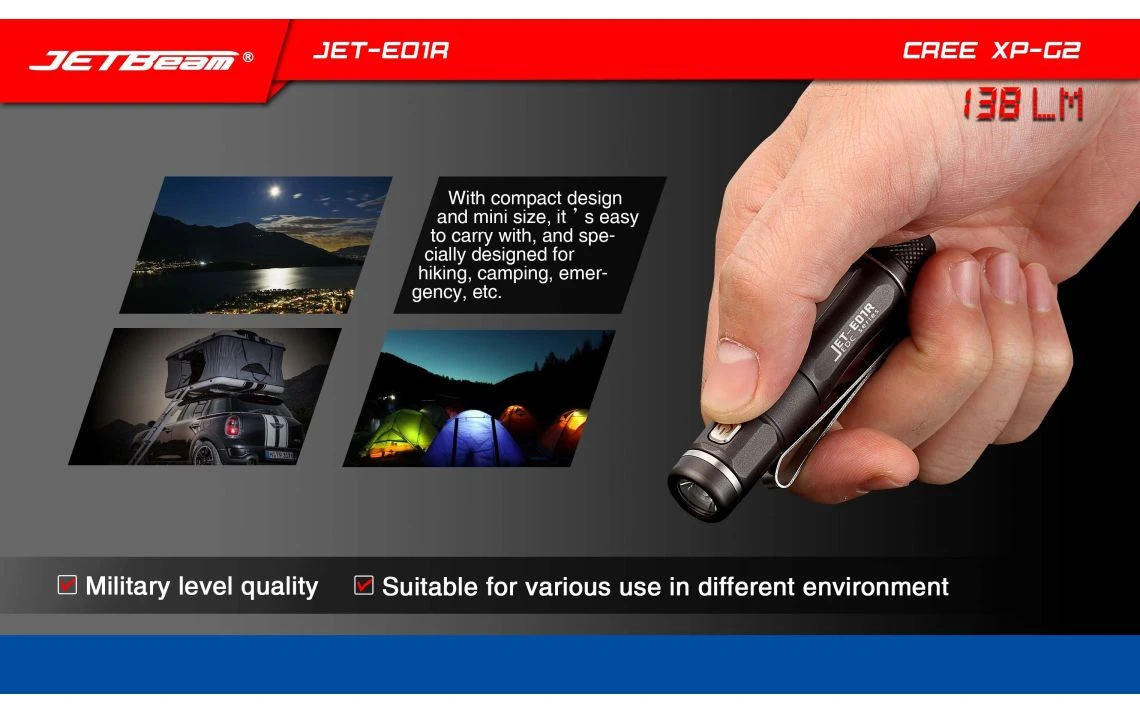 JETBeam JET-E01R Mini 138 Lumen AAA Rechargeable EDC Torch - Image 12