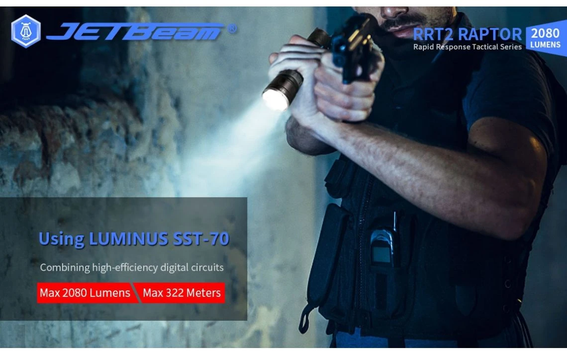 JETBeam RRT2 Raptor Compact 2080 Lumen Tactical LED Torch - Image 5