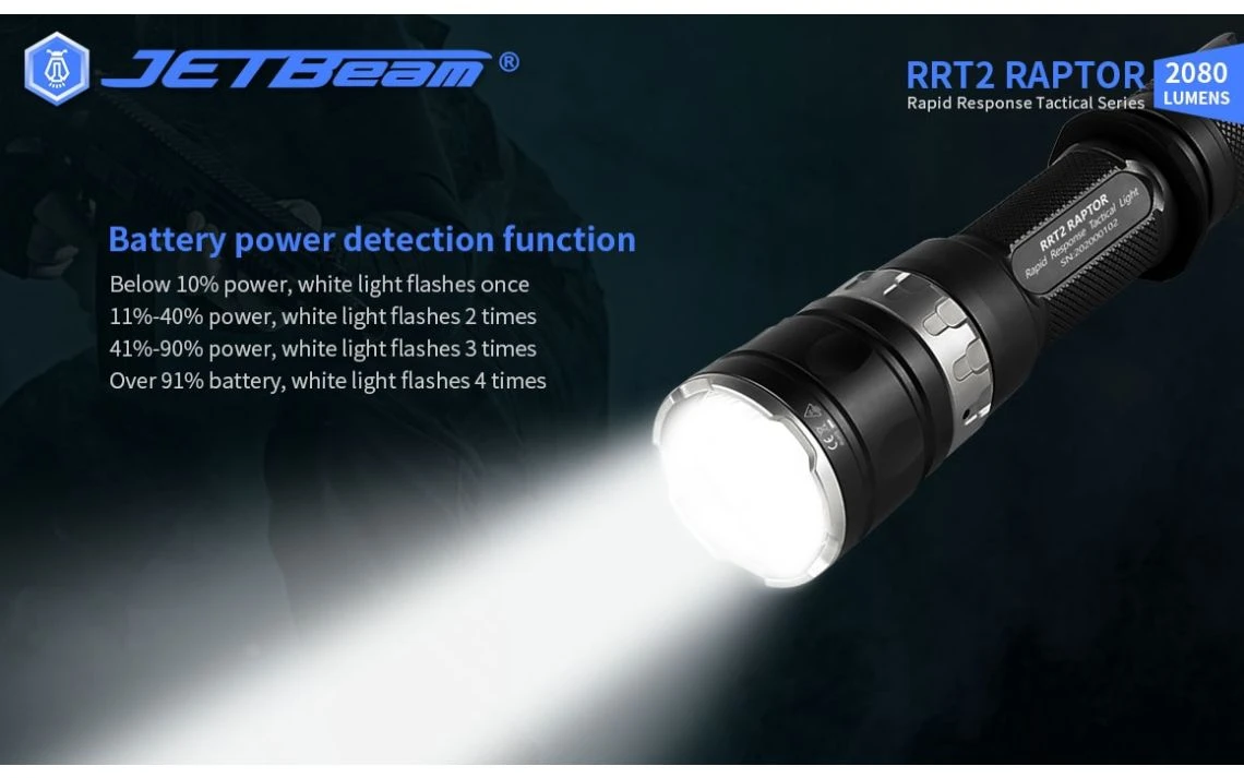 JETBeam RRT2 Raptor Compact 2080 Lumen Tactical LED Torch - Image 8