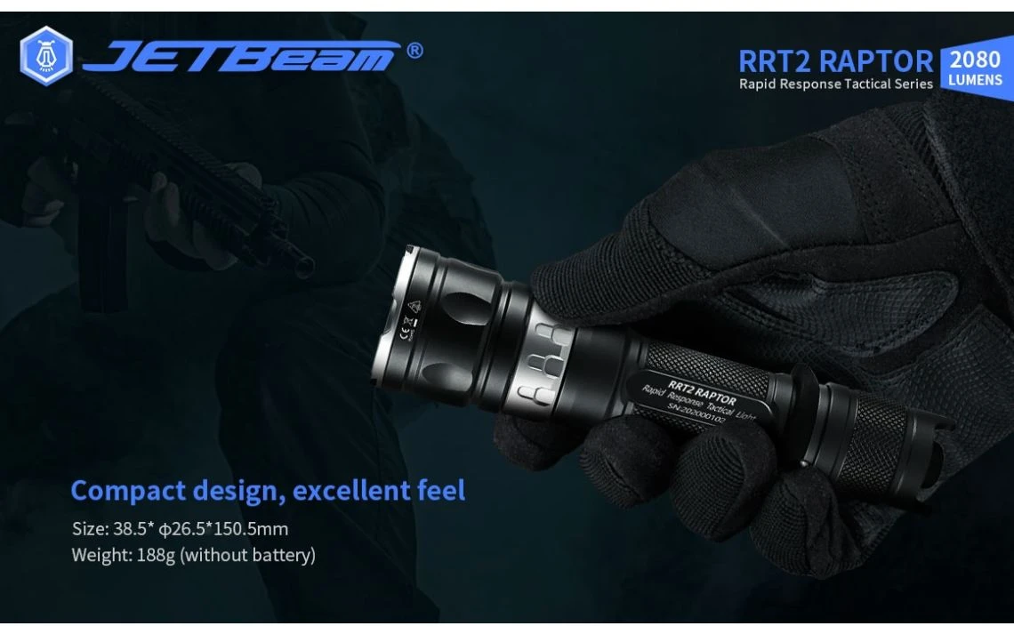 JETBeam RRT2 Raptor Compact 2080 Lumen Tactical LED Torch - Image 9