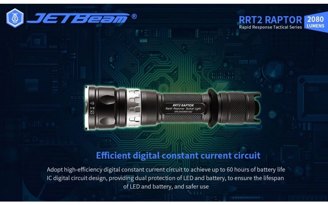 JETBeam RRT2 Raptor Compact 2080 Lumen Tactical LED Torch - Image 11
