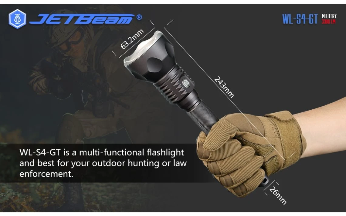 JETBeam WL-S4-GT Powerful 2930 Lumen 400m LED Torch - Image 15