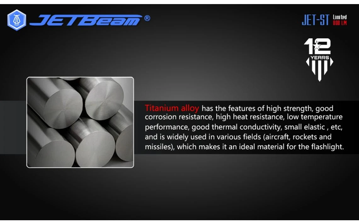 JETBeam JET-ST Special Edition 800 Lumen Titanium LED Torch - Image 11