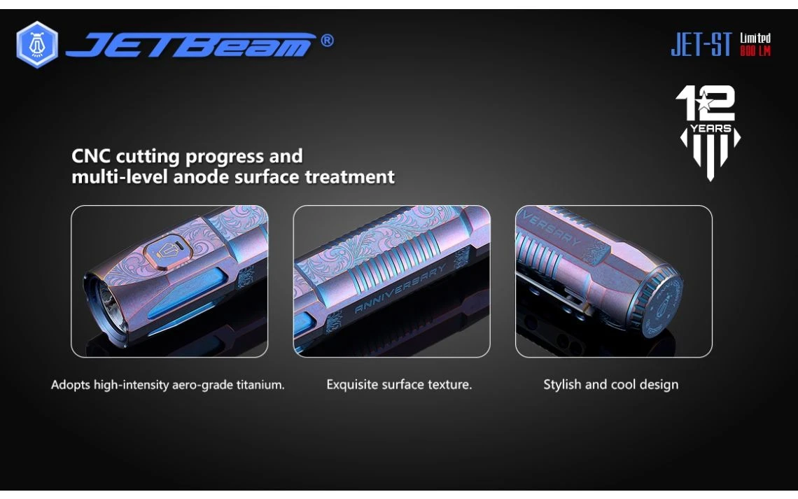 JETBeam JET-ST Special Edition 800 Lumen Titanium LED Torch - Image 8