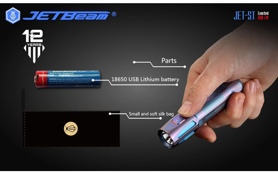 JETBeam JET-ST Special Edition 800 Lumen Titanium LED Torch - Image 21