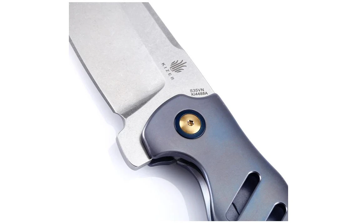 Kizer Ki4488A2 Sheepdog Knives C01C Folding Knife 3.25" S35VN Blade, Titanium Blue Handles - Image 3