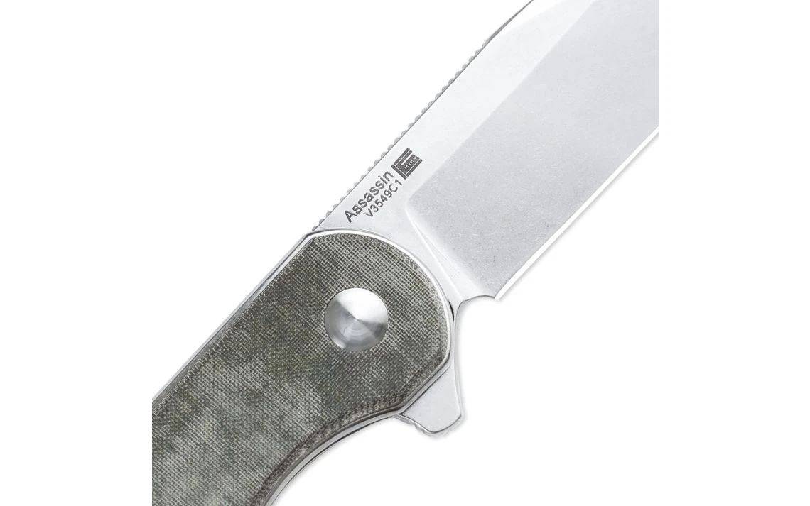 Kizer V3549C1 Assassin Folding Pocket Knife, Green Micarta - Image 3
