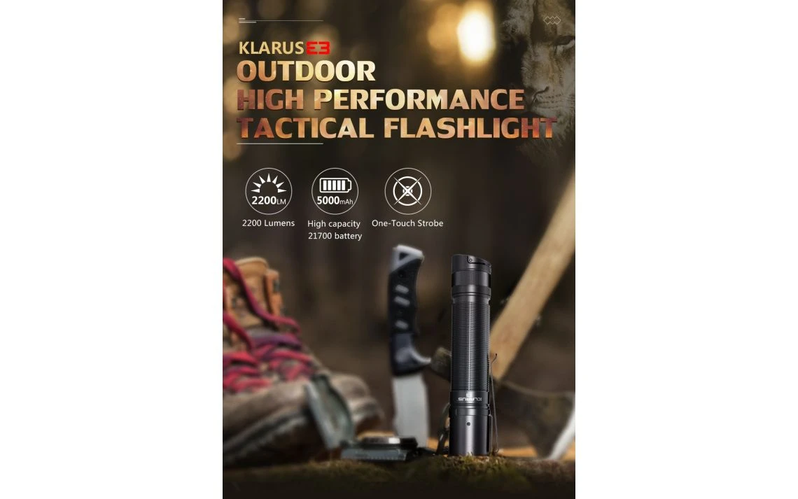 Klarus E3 Compact 2200 Lumen USB-C Rechargeable EDC Torch - Image 5