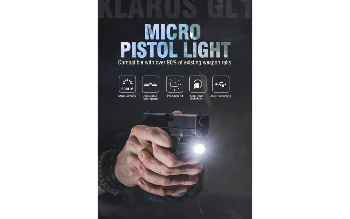 Klarus GL1 Ultra Compact 600 Lumen Rechargeable Pistol Light - Image 7