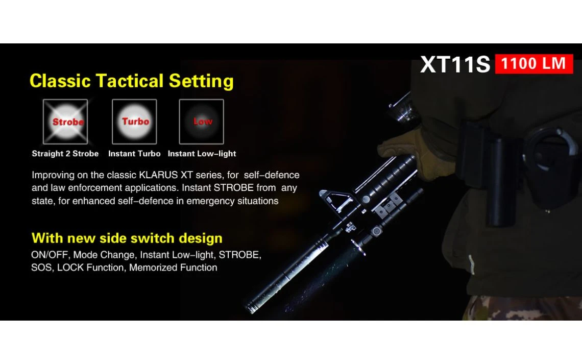 Klarus XT11S 1100 Lumen CREE XP-L HI Rechargeable Tactical LED Torch - Image 9