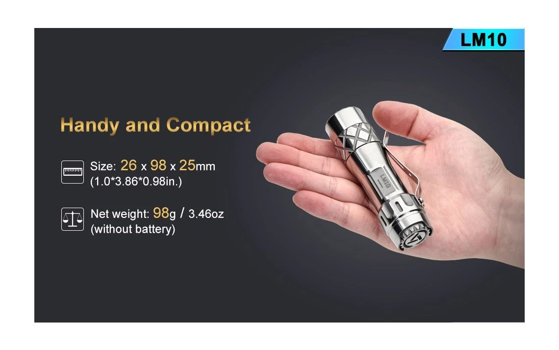 Lumintop LM10 Raw Titanium 2800 Lumen 10th Anniversary Torch - Image 11