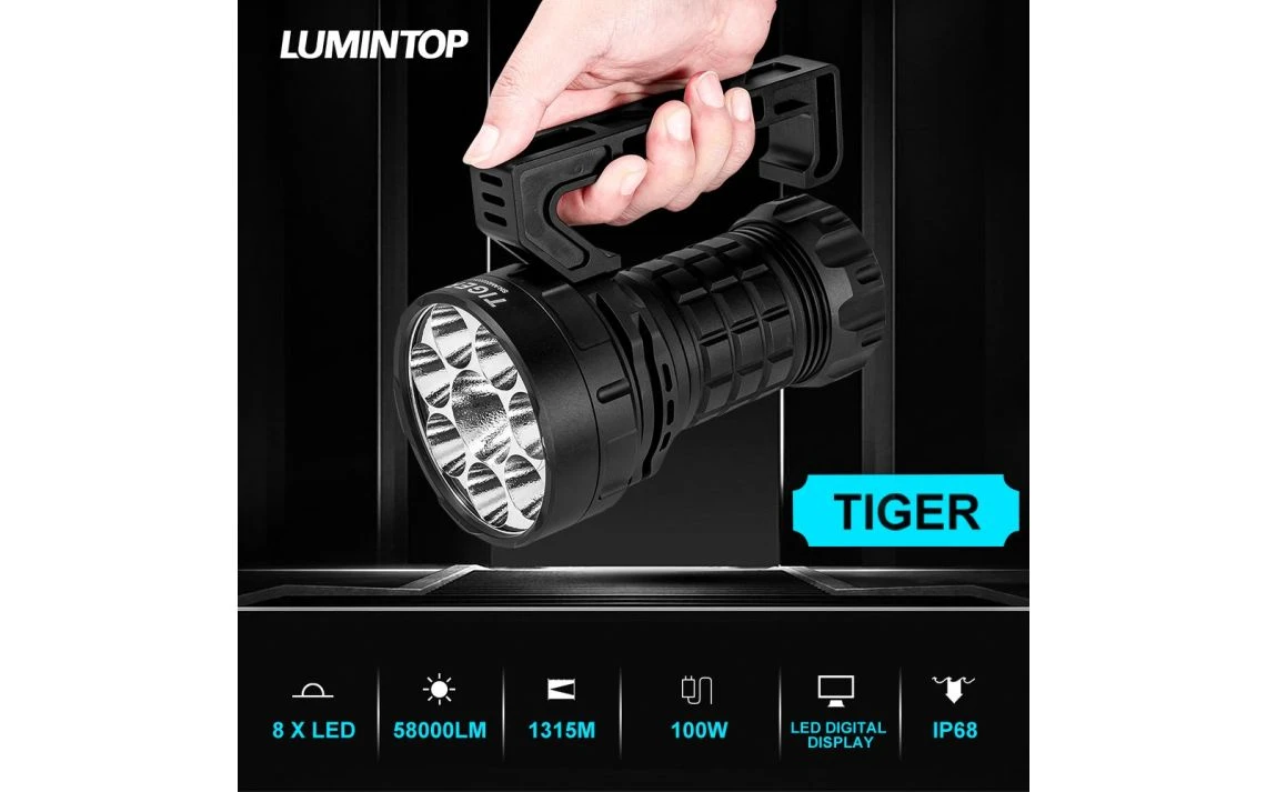 Lumintop Tiger Powerful 58000 Lumen 1315 M USB-C Rechargeable LED Searchlight - Image 9