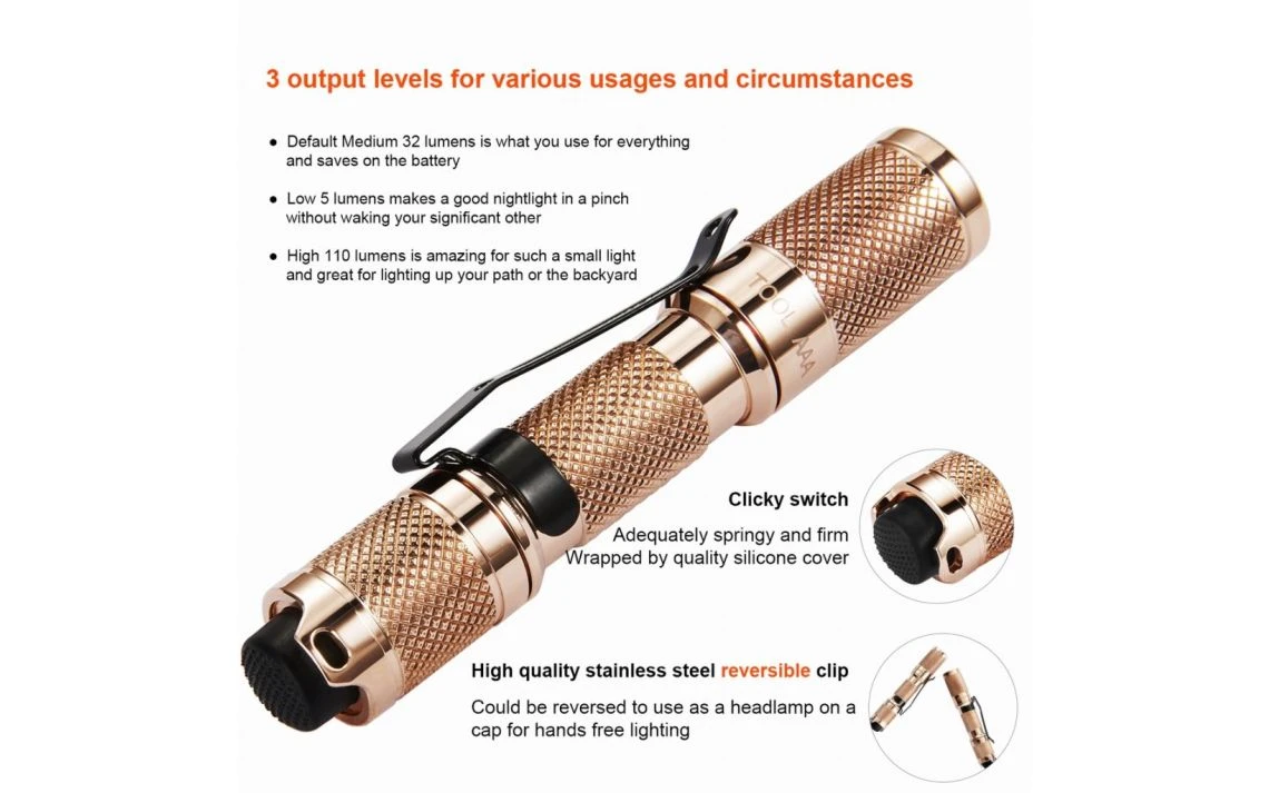 Lumintop Tool AAA Copper Keychain Flashlight 10 Lumintop Tool AAA Copper Keychain Flashlight - Image 8