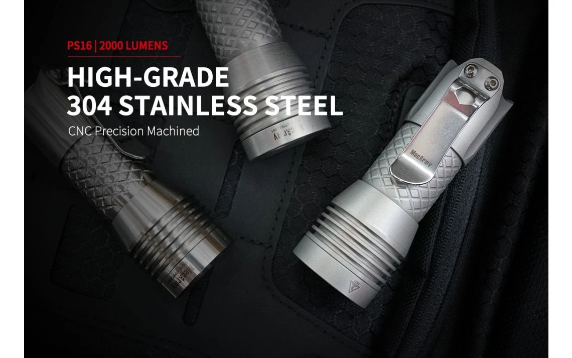 MecArmy PS16 Compact 2000 Lumen Stainless Steel EDC Torch - Image 14