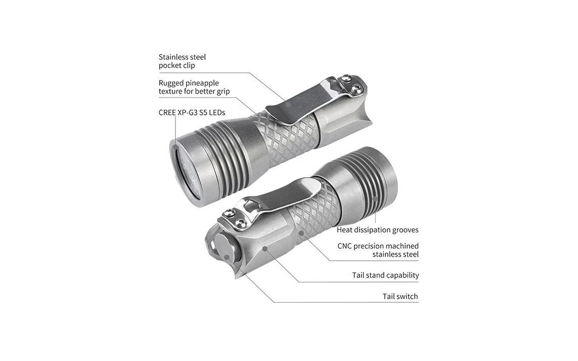 MecArmy PS16 Compact 2000 Lumen Stainless Steel EDC Torch - Image 8