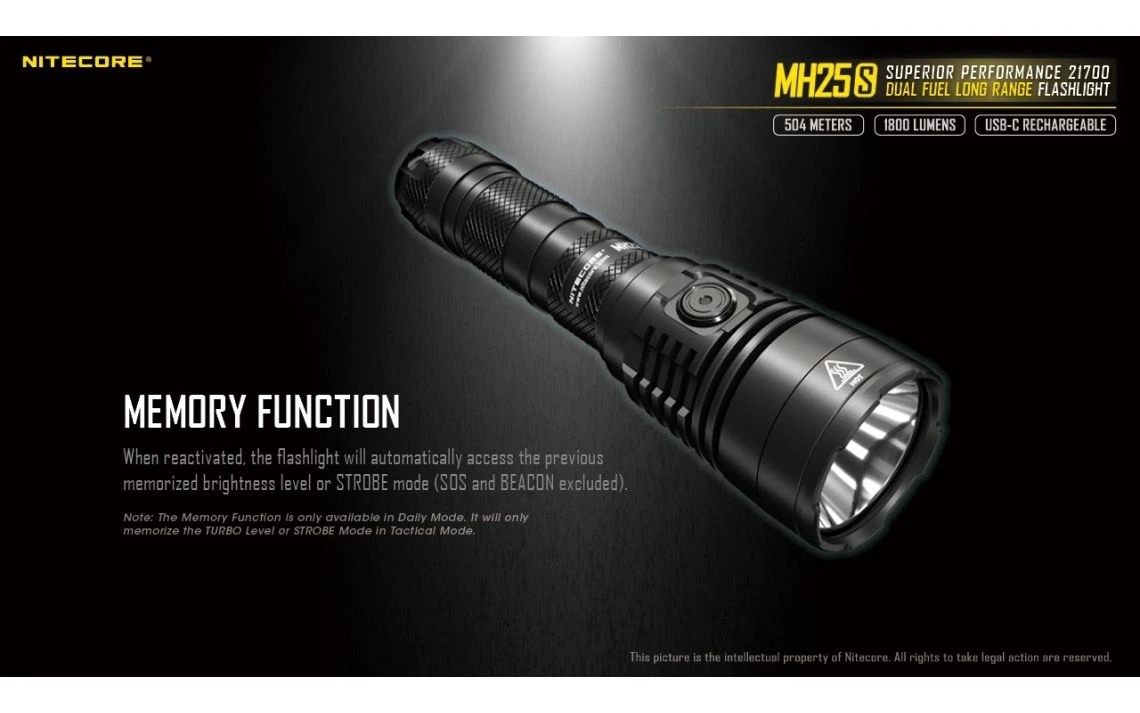 Nitecore MH25S Kit Powerful 1800 Lumen 504m Long Range Tactical Torch 23 Nitecore MH25S Kit Powerful 1800 Lumen 504m Long Range Tactical Torch - Image 21