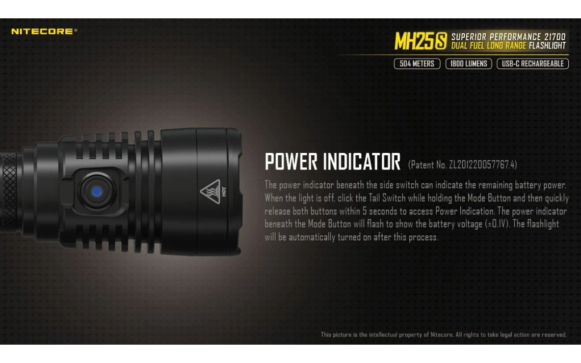 Nitecore MH25S Kit Powerful 1800 Lumen 504m Long Range Tactical Torch 25 Nitecore MH25S Kit Powerful 1800 Lumen 504m Long Range Tactical Torch - Image 23