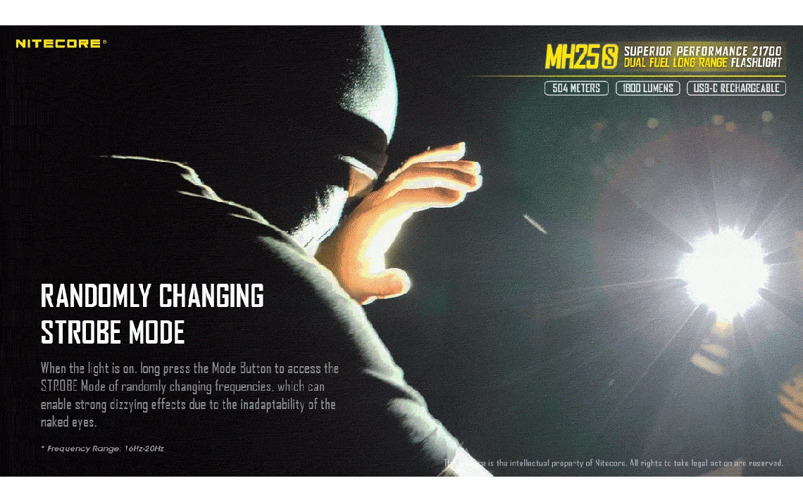 Nitecore MH25S Kit Powerful 1800 Lumen 504m Long Range Tactical Torch 10 Nitecore MH25S Kit Powerful 1800 Lumen 504m Long Range Tactical Torch - Image 8