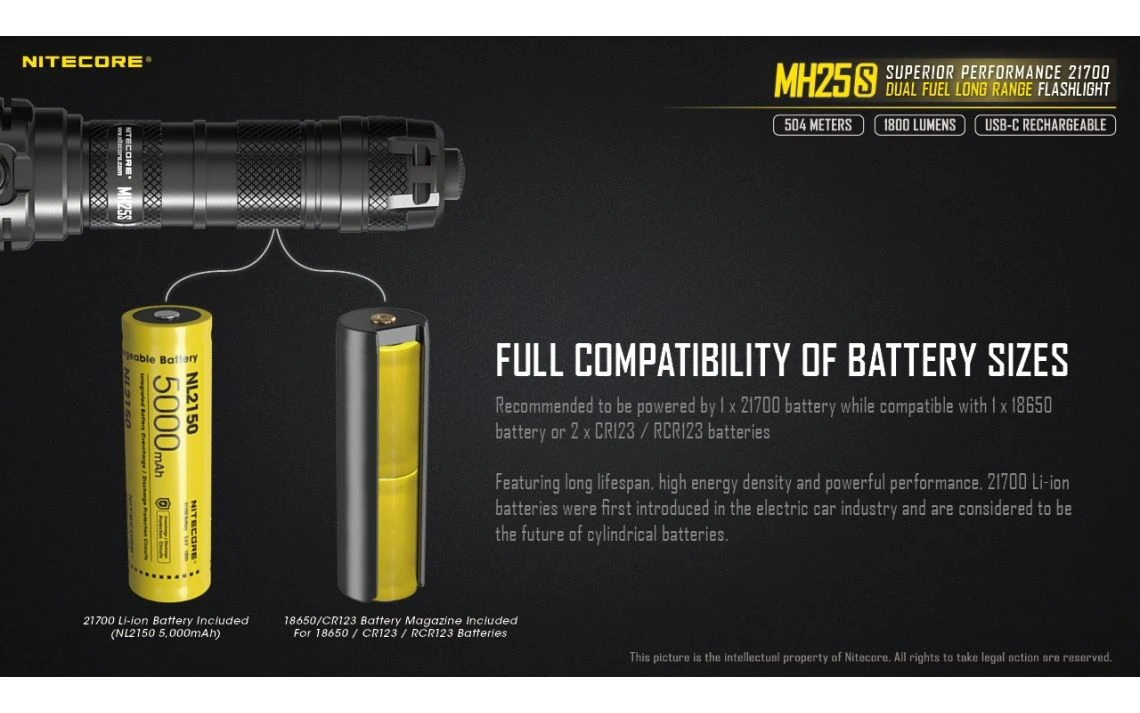 Nitecore MH25S Kit Powerful 1800 Lumen 504m Long Range Tactical Torch 16 Nitecore MH25S Kit Powerful 1800 Lumen 504m Long Range Tactical Torch - Image 14