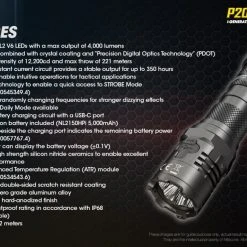 Nitecore P20iX Compact 4000 Lumen 221m USB-C Rechargeable Tactical Floodlight -Nitecore shop nitecore p20ix 27