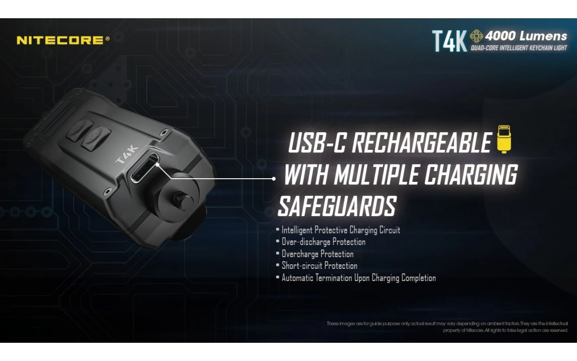 Nitecore T4K Powerful 4000 Lumen USB-C Rechargeable Keychain Light - Image 17