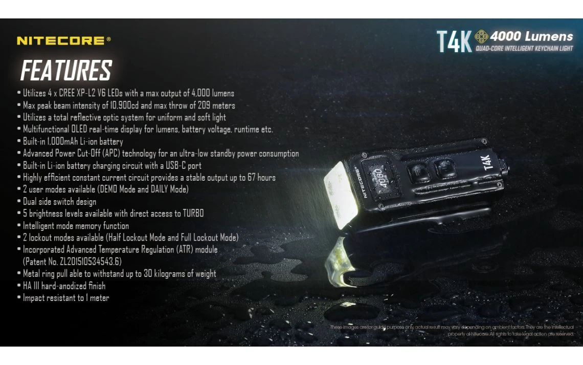 Nitecore T4K Powerful 4000 Lumen USB-C Rechargeable Keychain Light - Image 23