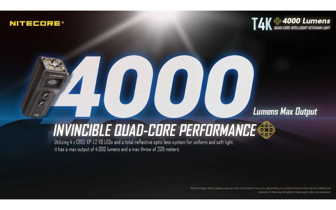 Nitecore T4K Powerful 4000 Lumen USB-C Rechargeable Keychain Light - Image 6
