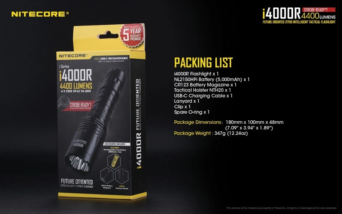 Nitecore I4000R Future Oriented 4400 Lumen Tactical Rechargeable LED Torch - Image 23