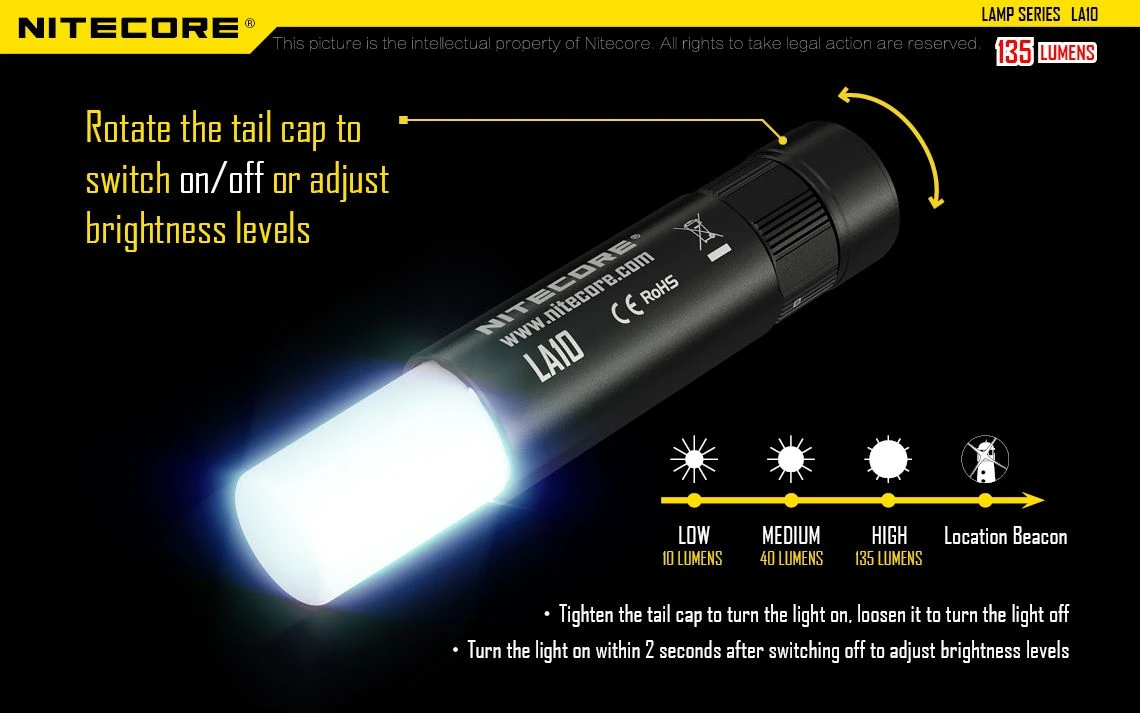 Nitecore LA10 135 Lumen 1 X AA LED Camping Light - Image 6